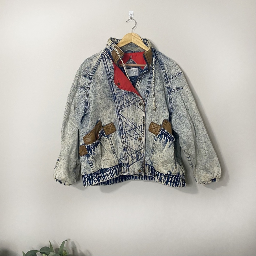 [Vintage] 1980s Denim Acid Wash Full Zip Jacket